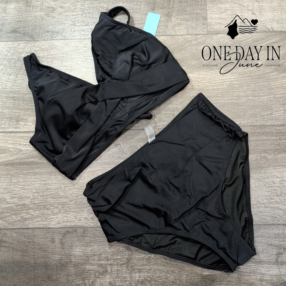 Yonique Twist Front High Waist Bikini Swimsuit Size M